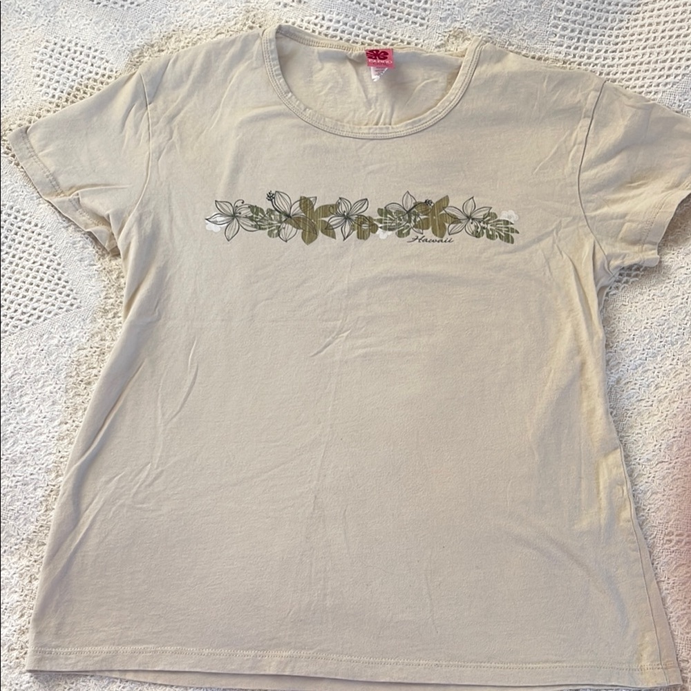 Short Sleeve T-Shirt with Floral Design Hawaii Girl shirt. Ladies fit size XL